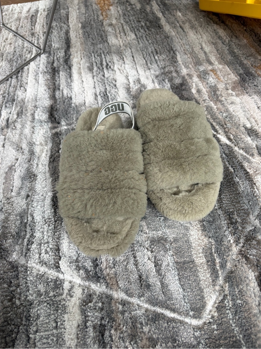 UGG Olive Green Fluff Yeah Slide Shearling Slippers